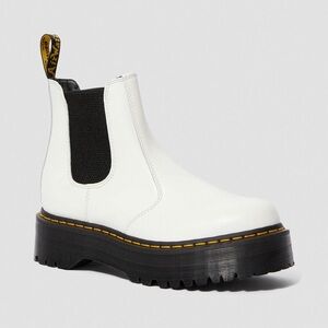 DR MARTENS 2976 SMOOTH LEATHER PLATFORM CHELSEA BOOTS WHITE SIZE 6